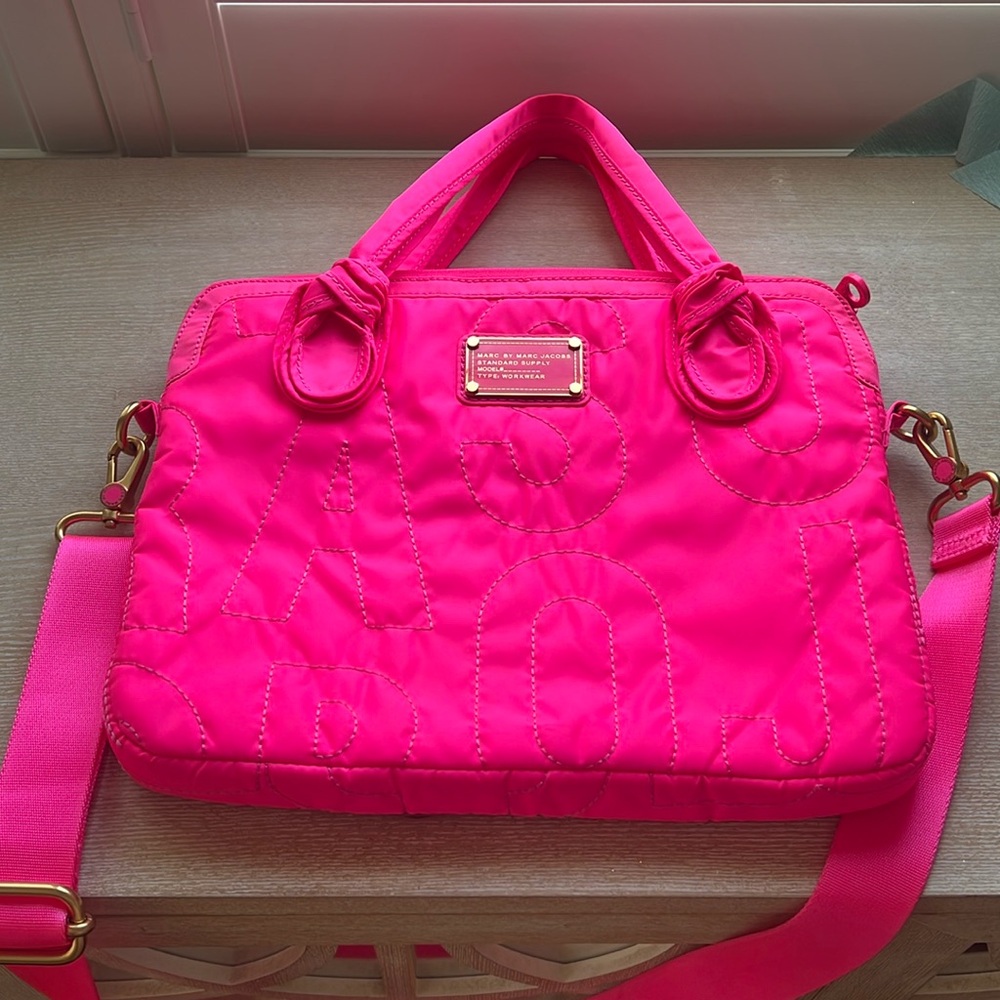 Marc Jacobs Pink Nylon Laptop Bag